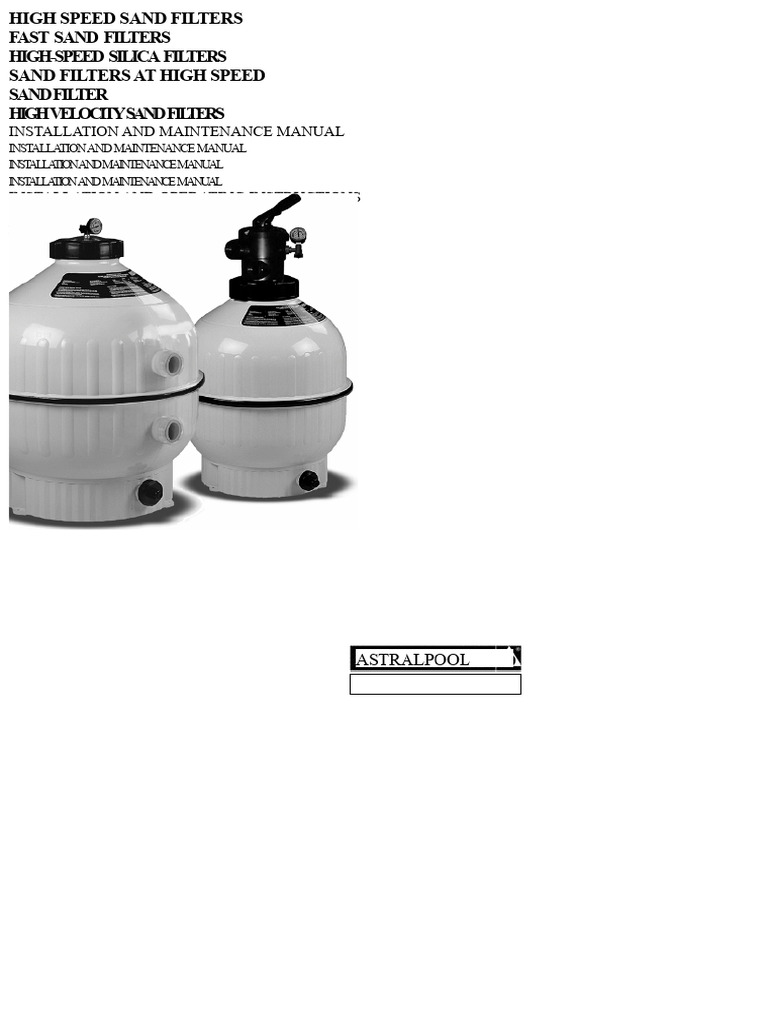 Cantabric Sand Filter Manual | PDF | Filtration | Water