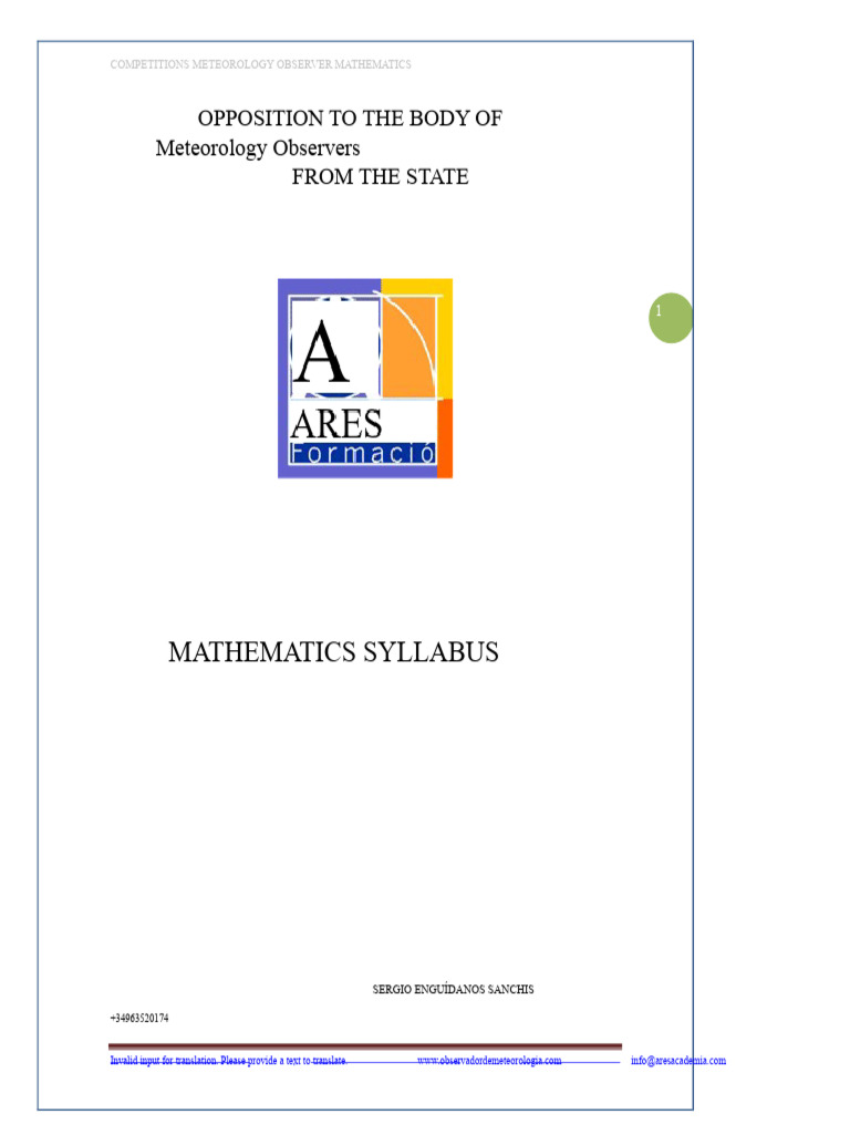 Meteorology Observer Mathematics Guide | PDF | Basis (Linear Algebra ...