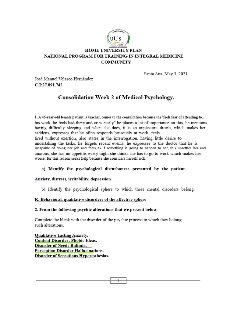 Psychological Disorders in Patients | PDF | Anxiety | Mental Disorder