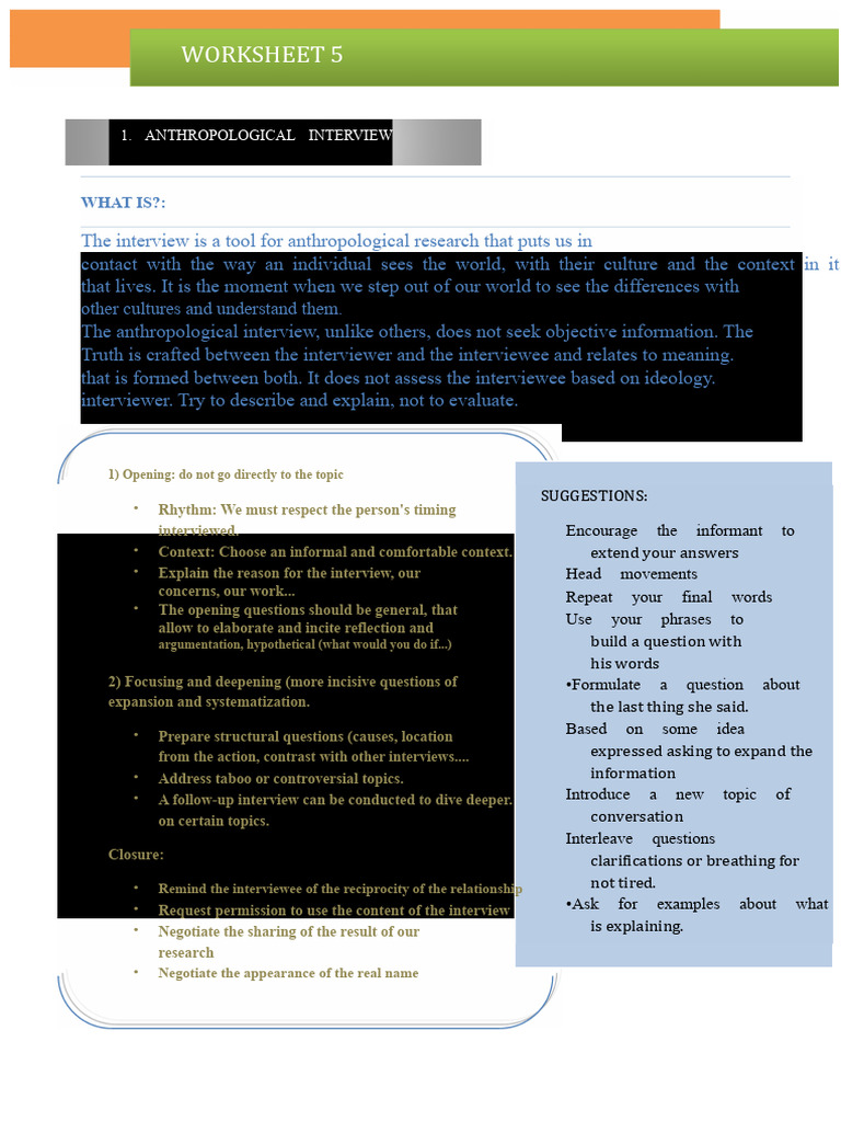 Guide to Conducting Anthropological Interviews | PDF | Interview ...