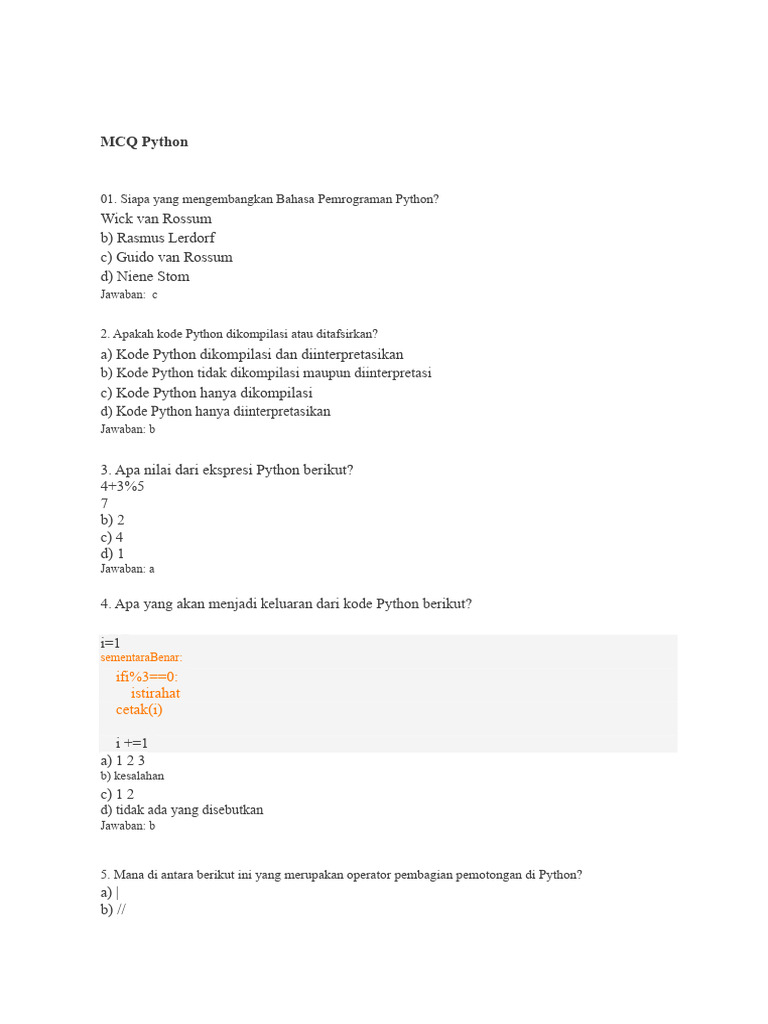 M3-R5-Python-MCQ | PDF