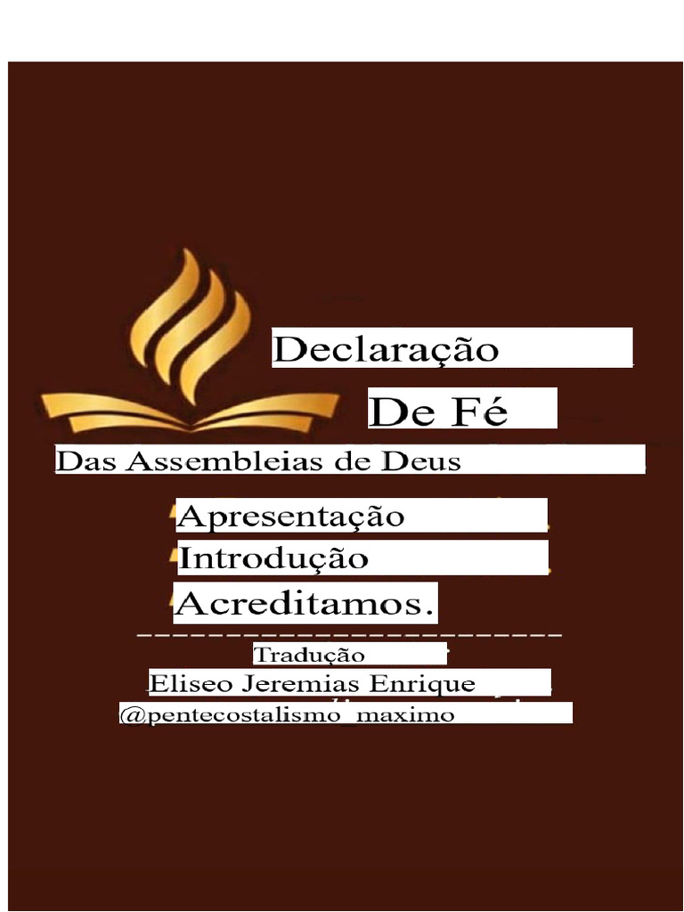 Declaração de Fé das Assembleias de Deus | PDF | Bíblia | Fé