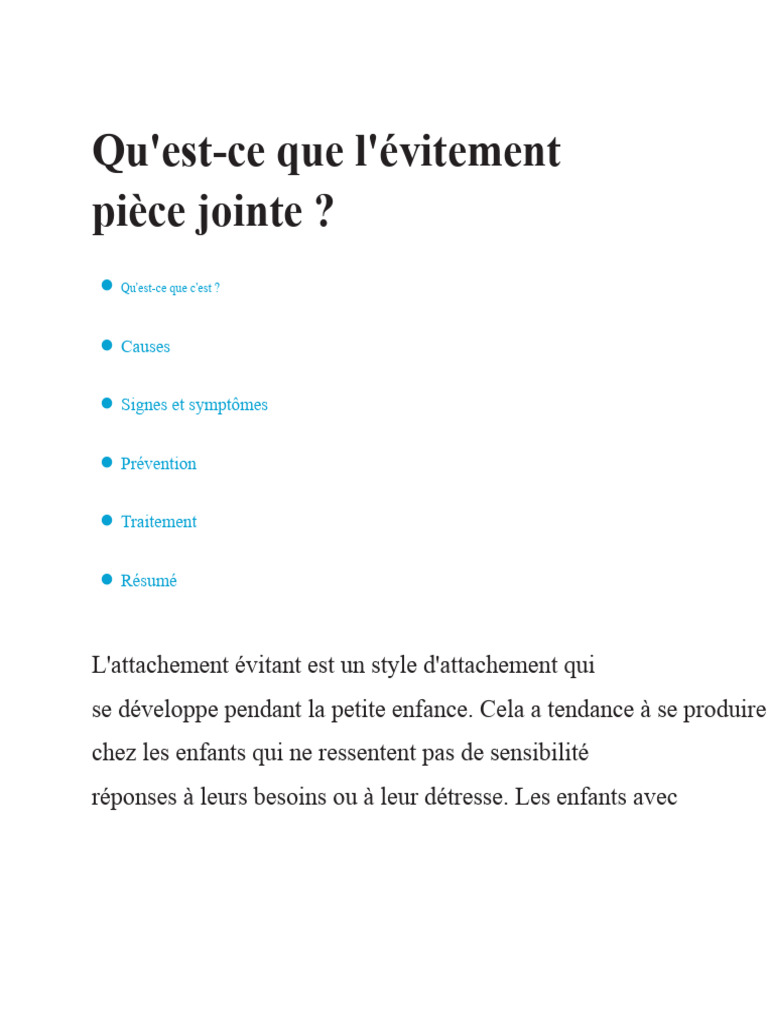 Comprendre l'attachement évitant | PDF | Théorie de l'attachement ...