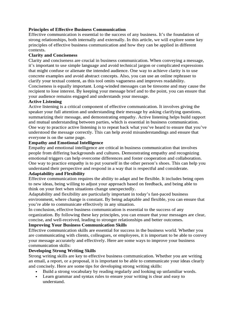 Principles of Business Communication | PDF | Communication ...
