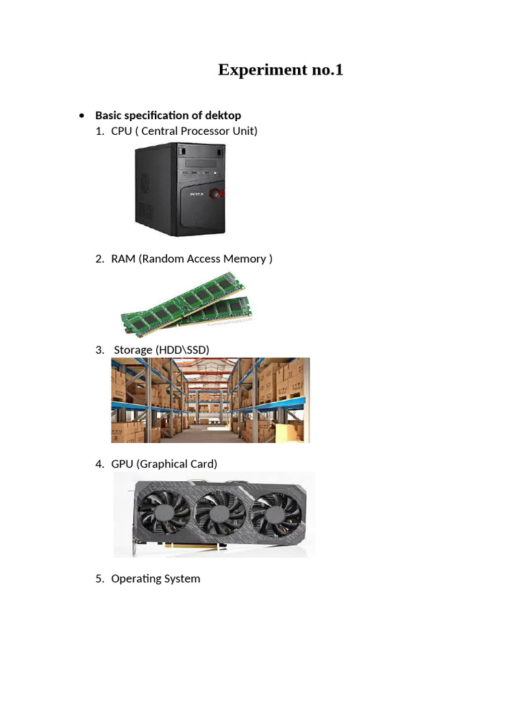 Desktop Computer Specifications Guide | PDF