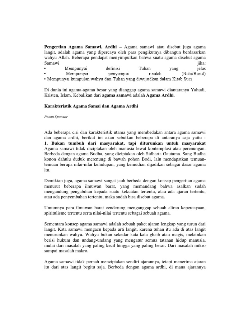 Pengertian Agama Samawi | PDF