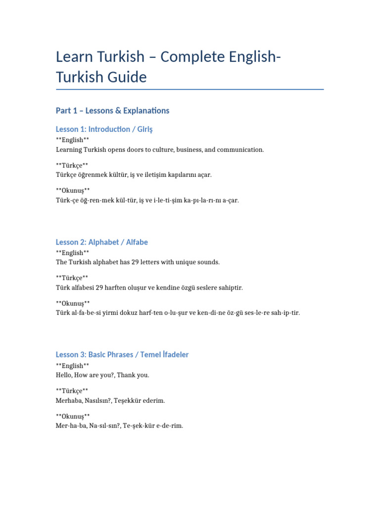 Turkish English Complete Book | PDF