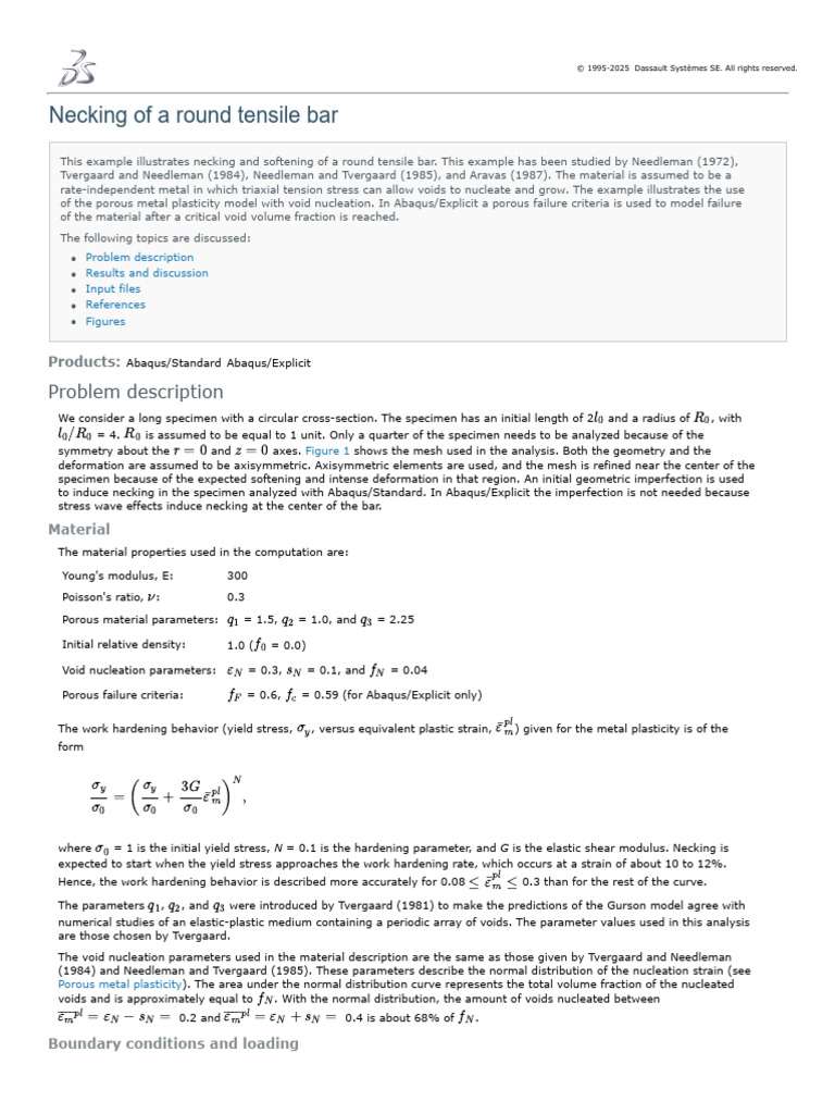 Necking of A Round Tensile Bar - 2021 - Dssimulia - Established | PDF ...