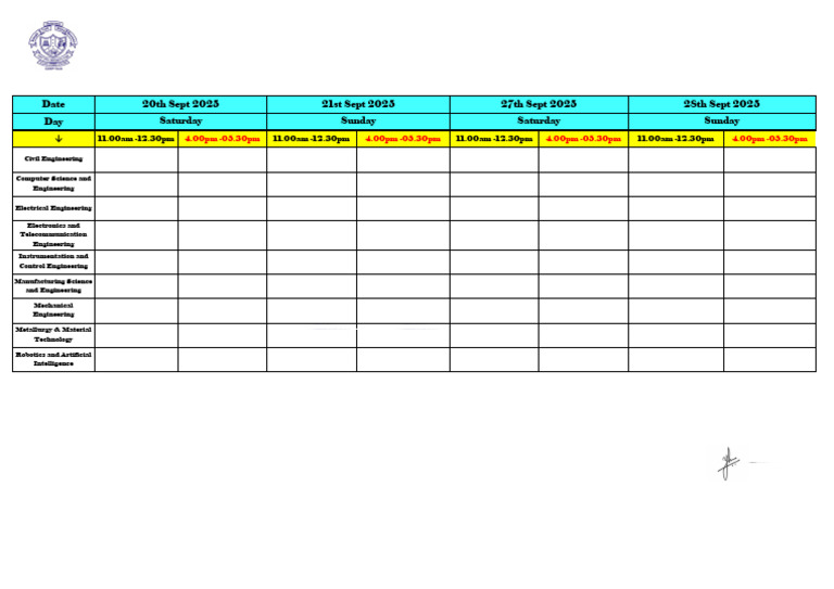 COEP Tech Mid-Sem Exam Timetable 2025 | PDF | Engineering | Electronics