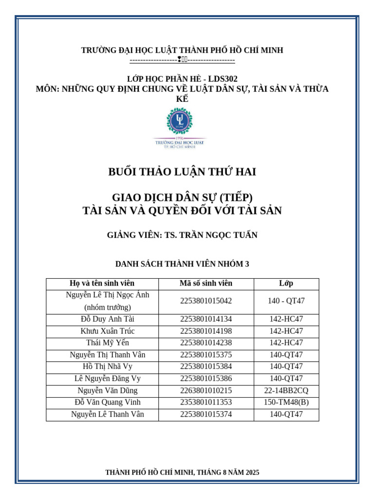 Hp Hè - Dsu 1 - Thảo Luận 2 - nhóm 3 | PDF