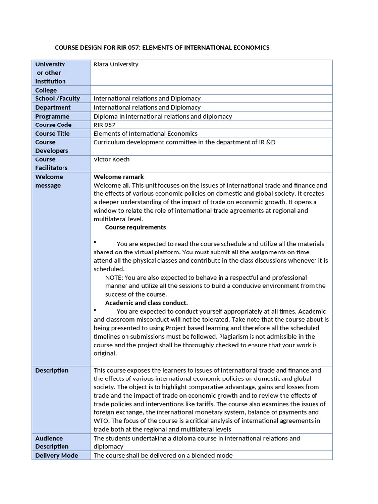 International Economics Course Design | PDF | Economics | Economies
