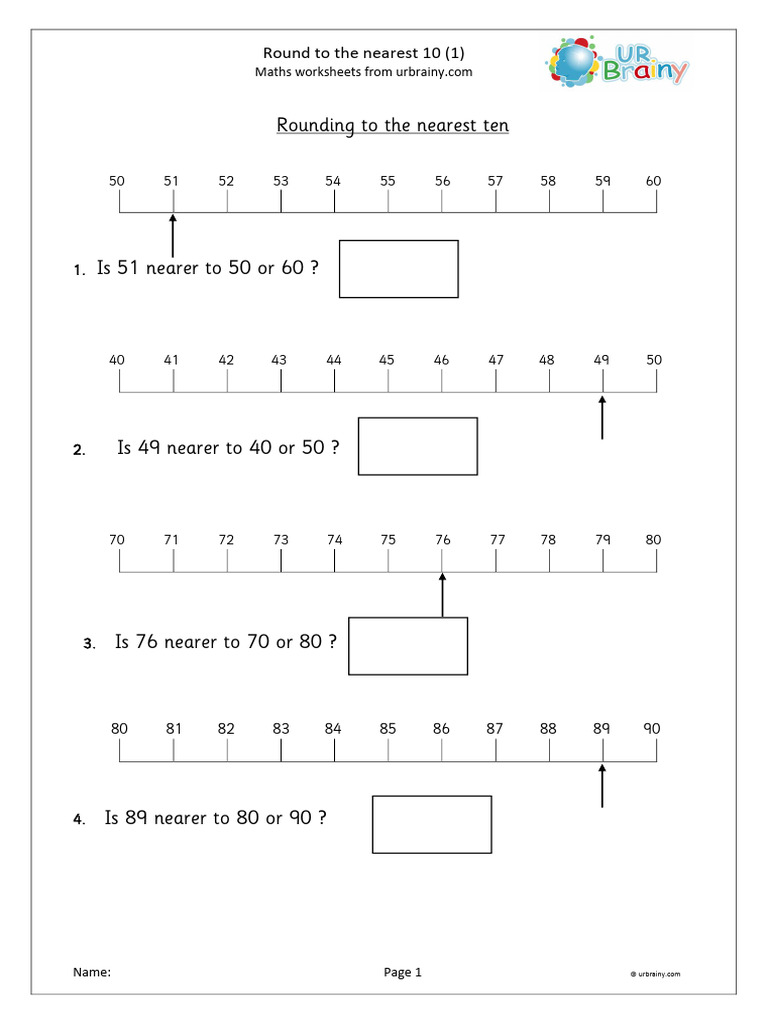 Rounding to the Nearest Ten Worksheet | PDF