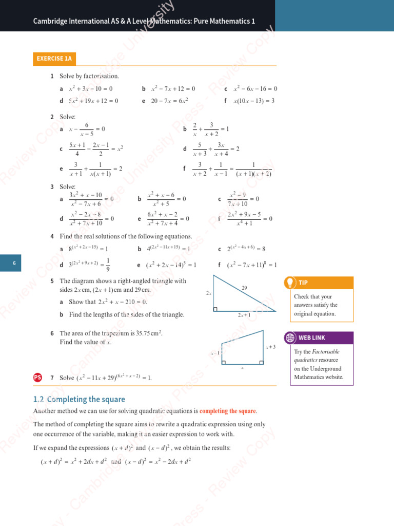 Completing the Square in Quadratics | PDF | Mathematics | Algebra