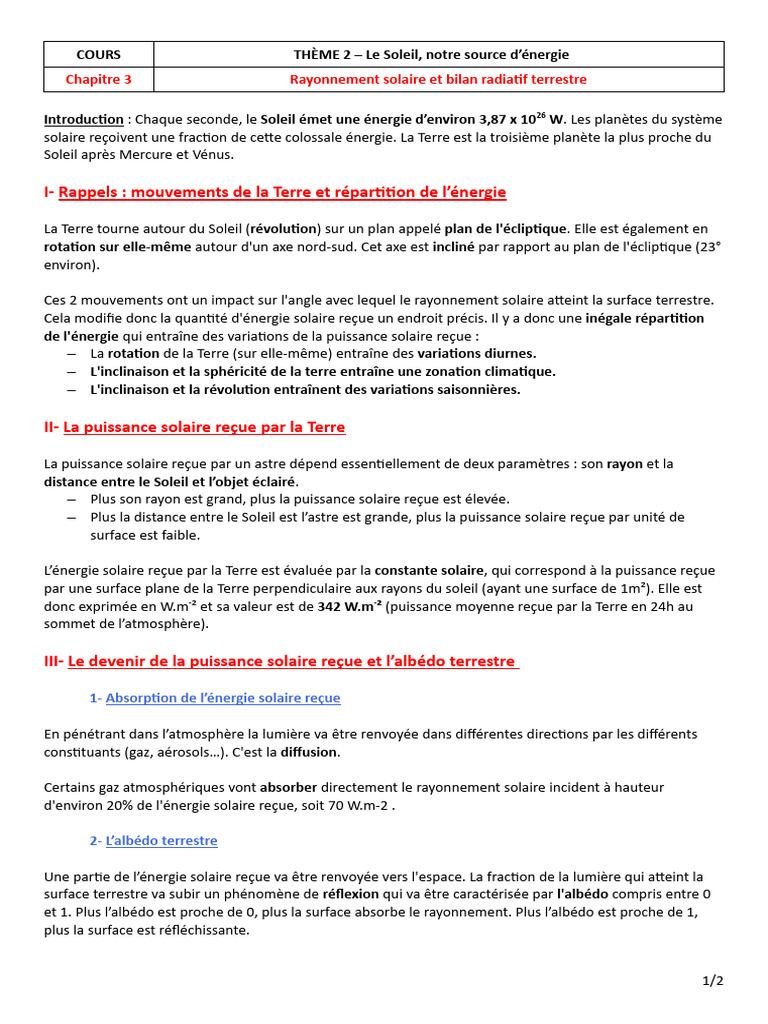 Rayonnement solaire et bilan terrestre | PDF | Effet de serre ...