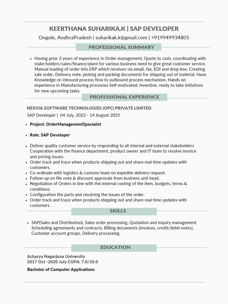 Keerthana Suharika SAP Developer Resume - 20250822 - 134141 - 0000 | PDF