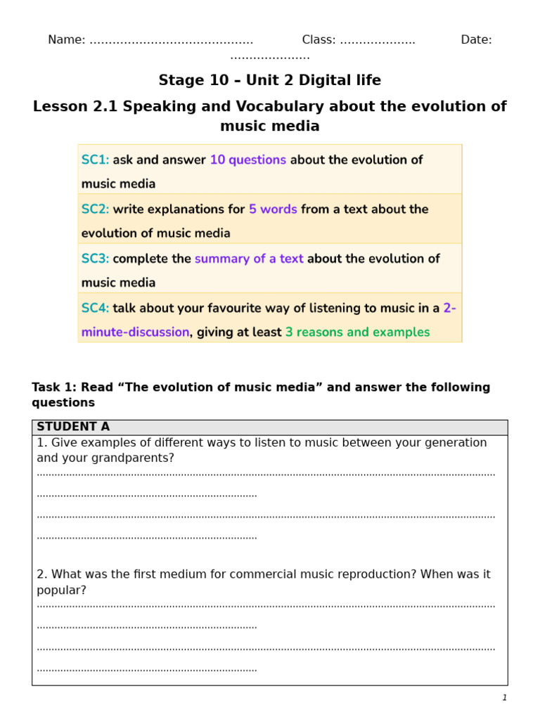 Lesson 2.1 Handout Advanced | PDF