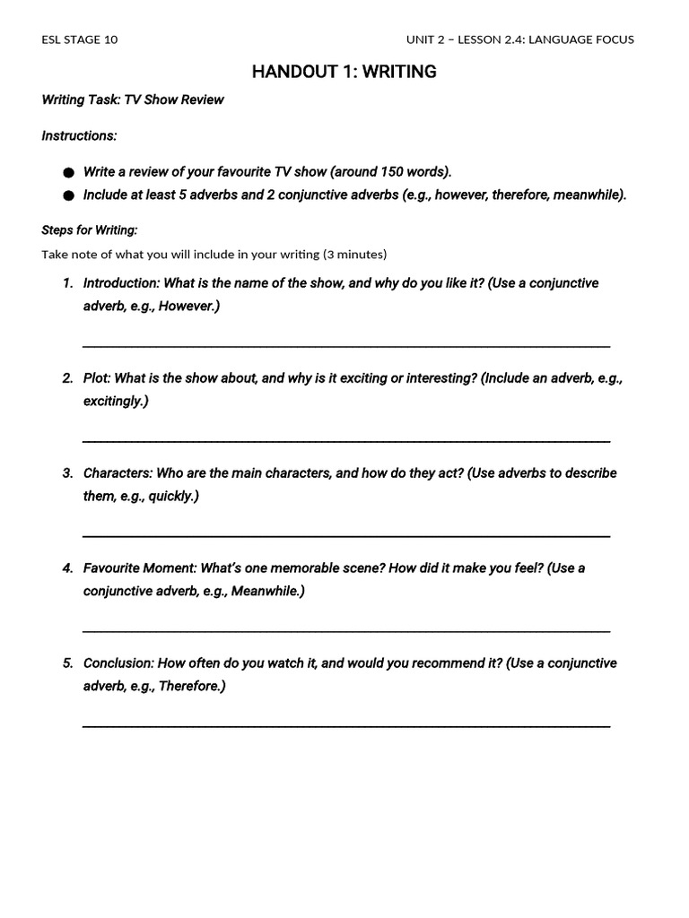 TV Show Review Writing Guide | PDF
