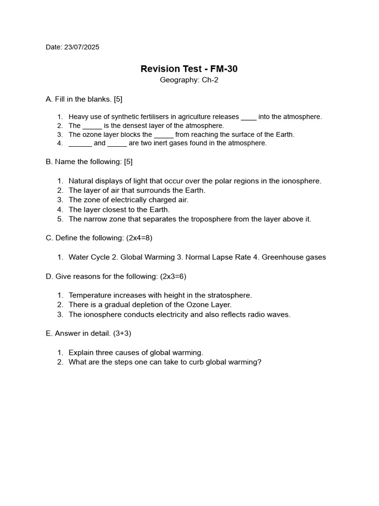 Geo CH 2 Revision Questions | PDF