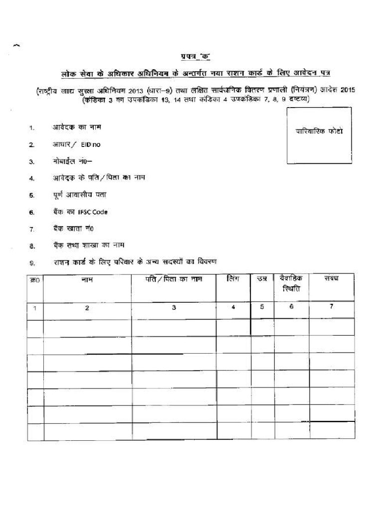 Ration Apply Form | PDF