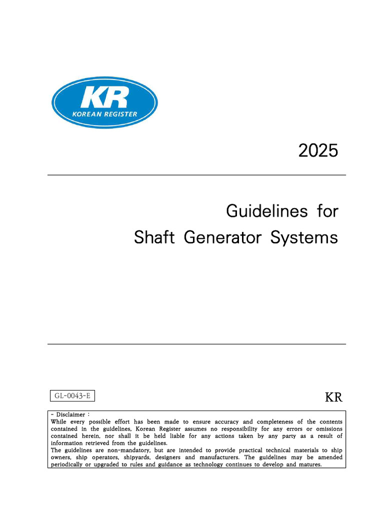 2025 Shaft Generator System Guidelines | PDF | Electric Generator ...