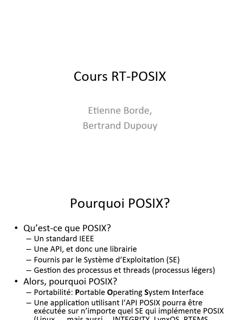 Introduction à RT-POSIX et systèmes temps-réels | PDF | Thread ...