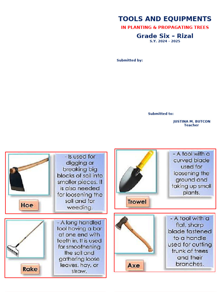 Tools for Planting Trees in Grade Six | PDF
