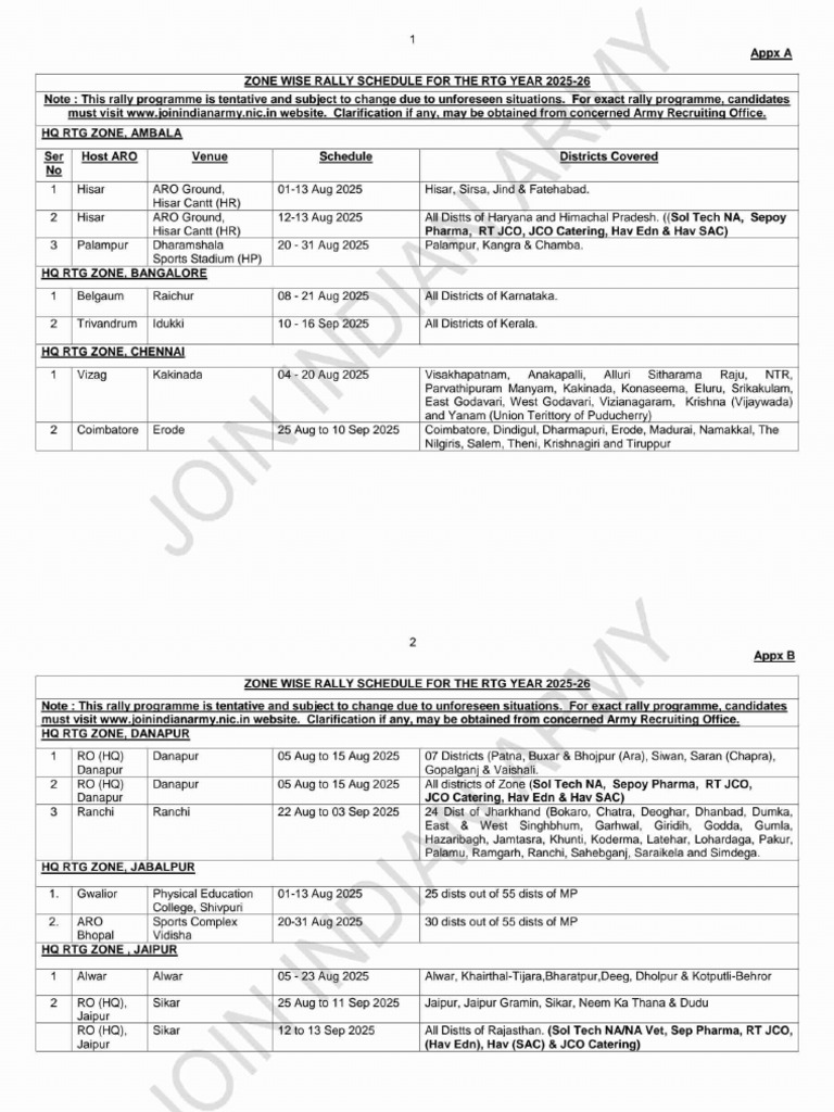 Army Agiveer Rally Schedule | PDF