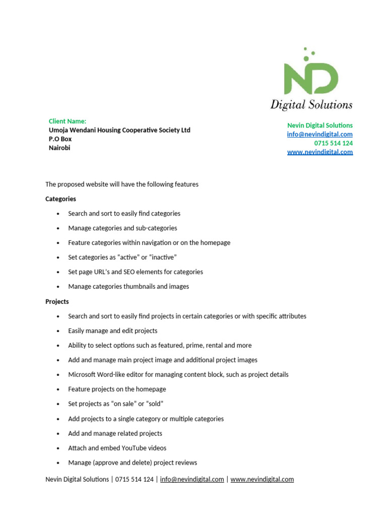 Website Development Proposal Nevin | PDF | Websites | Microsoft Excel