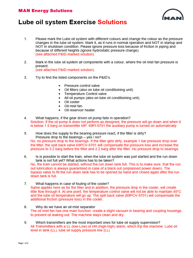 Lube Oil System Operation Solutions | PDF | Lubricant | Bearing ...