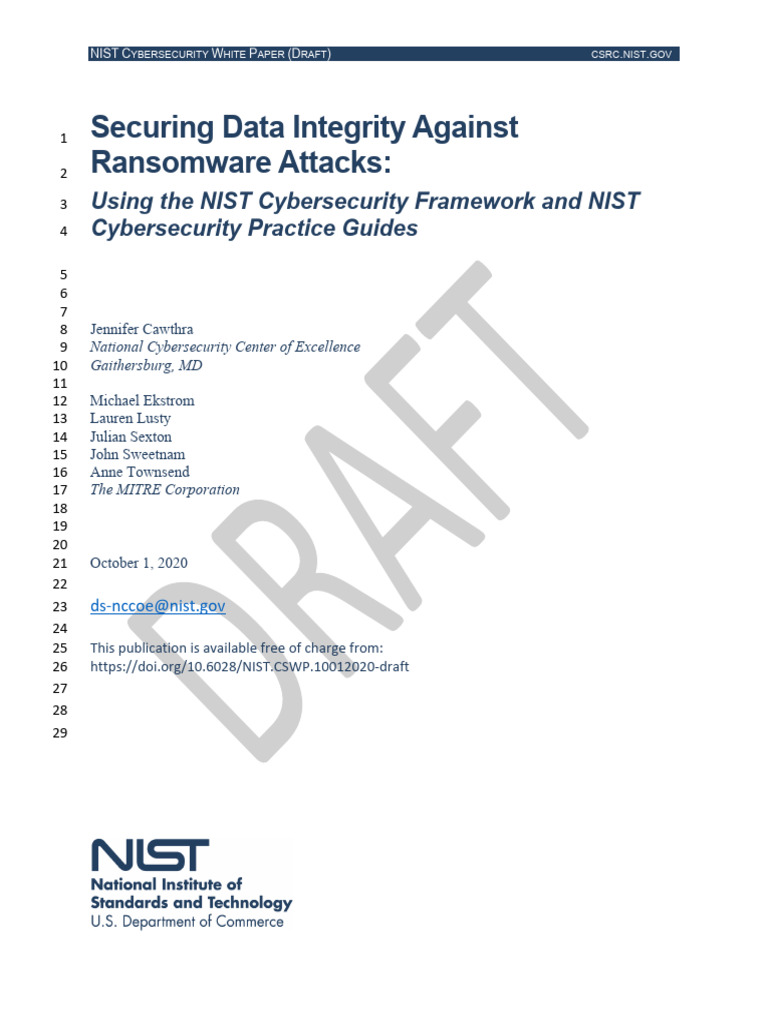 Securing Data Integrity Against Ransomware Attacks CSWP 1001-2020 | PDF ...