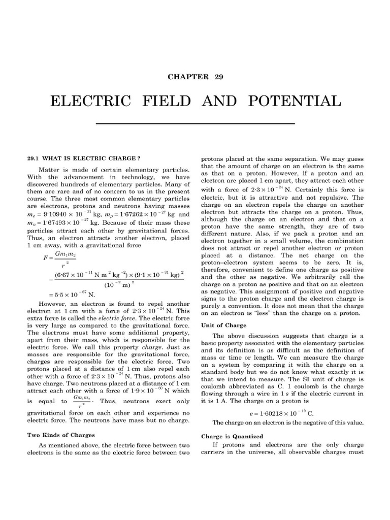 Electric Field and Potential HCV | PDF