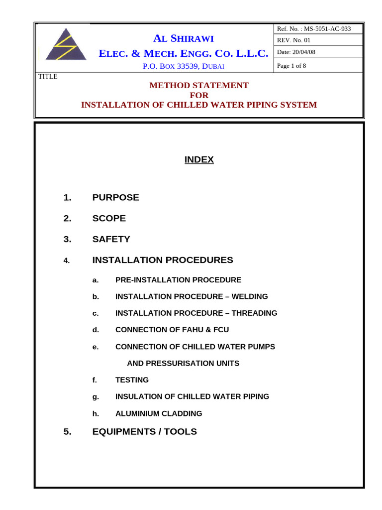 Chilled Water Piping Installation Method | PDF | Pipe (Fluid Conveyance ...
