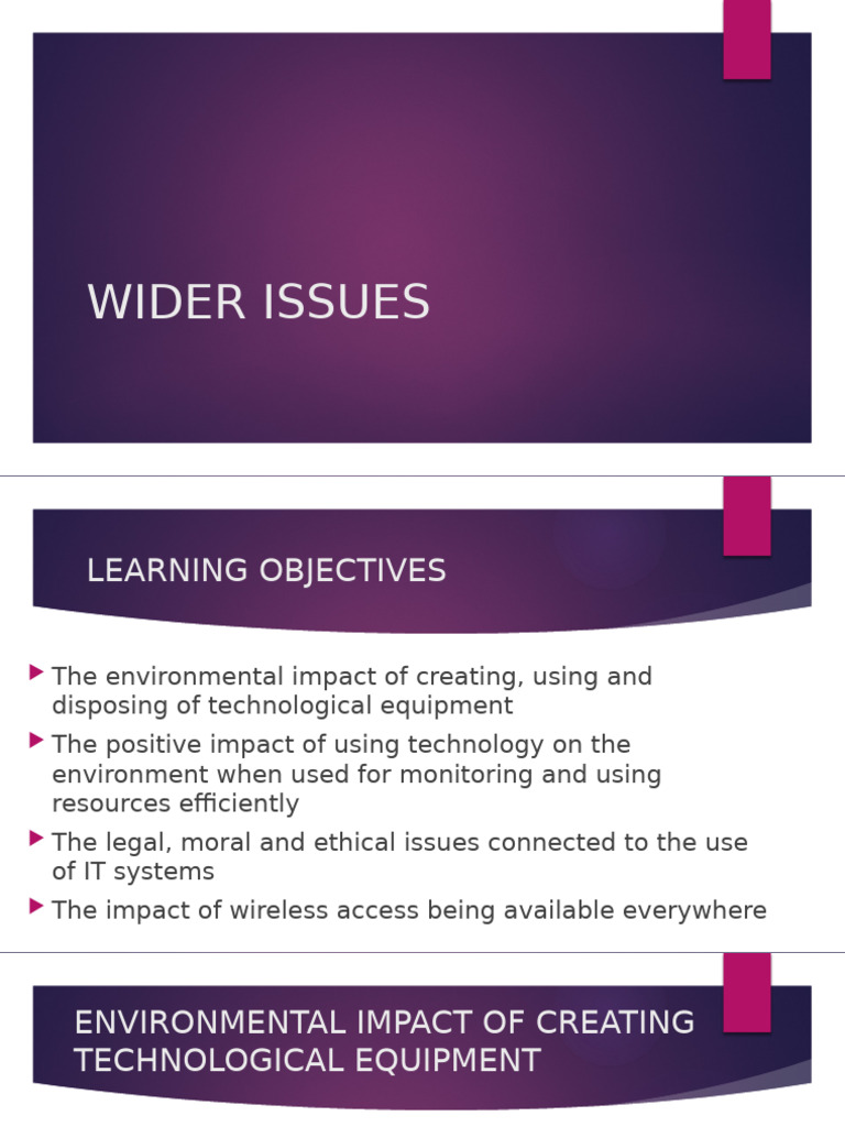 Environmental and Ethical Impacts of Technology | PDF | Waste ...