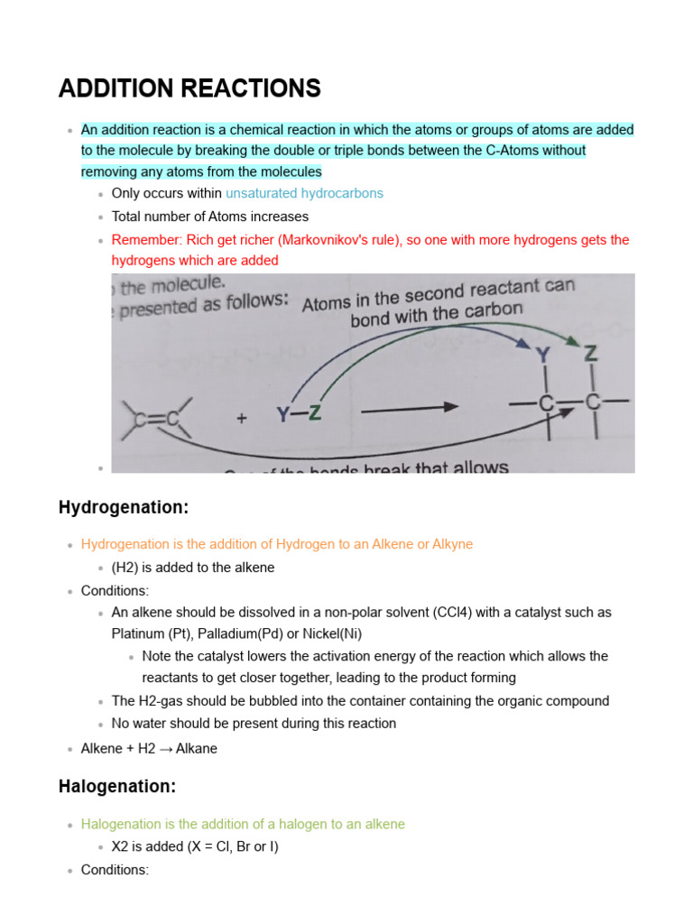 Addition Reactions | PDF