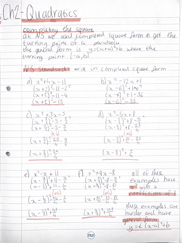 Ch2 - Quadratics | PDF