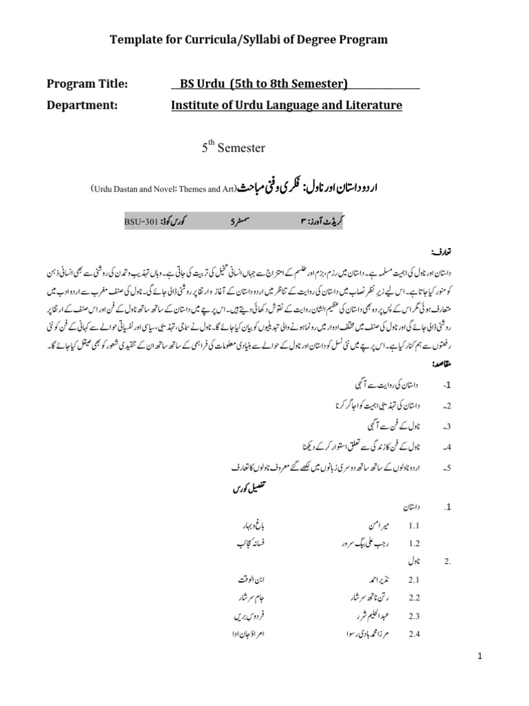 BS Urdu Curriculum Template | PDF | Computer Data Storage | Random ...