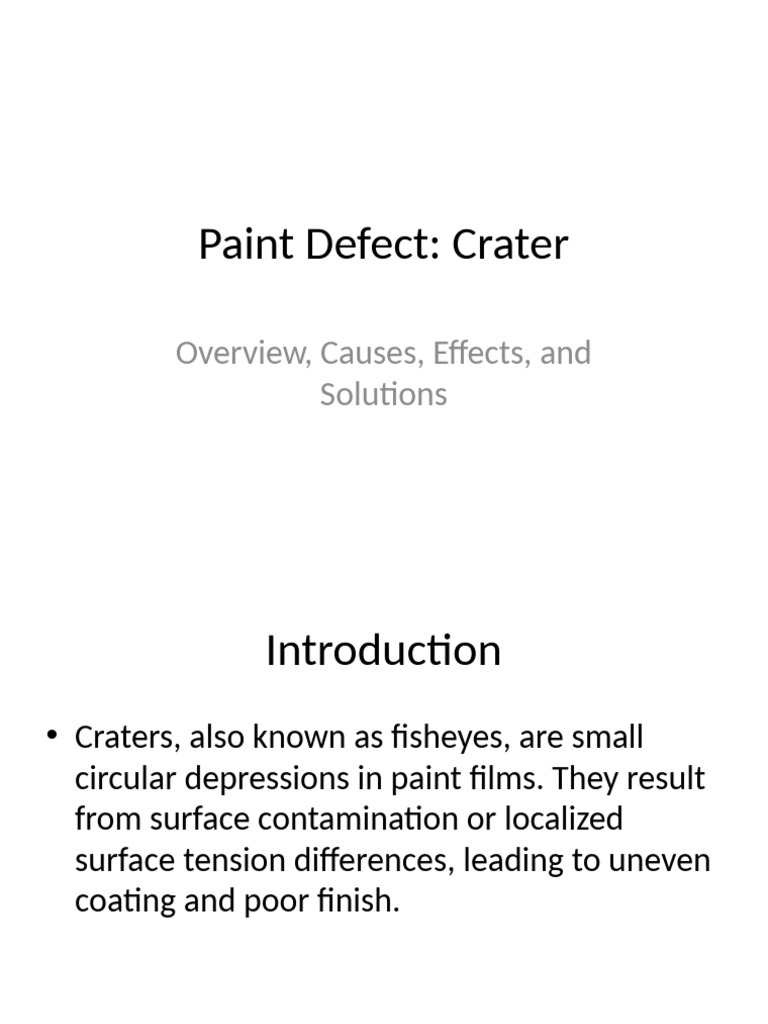 Paint Defect Crater Presentation | PDF