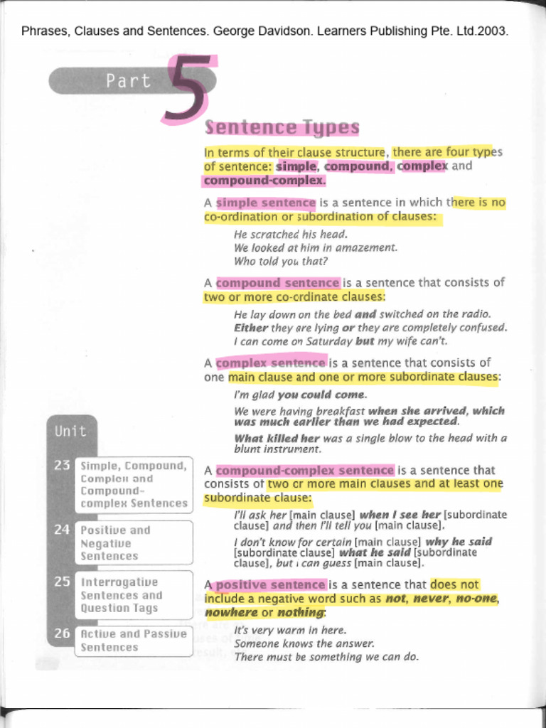 Sentence Types. Theory. Examples. | PDF