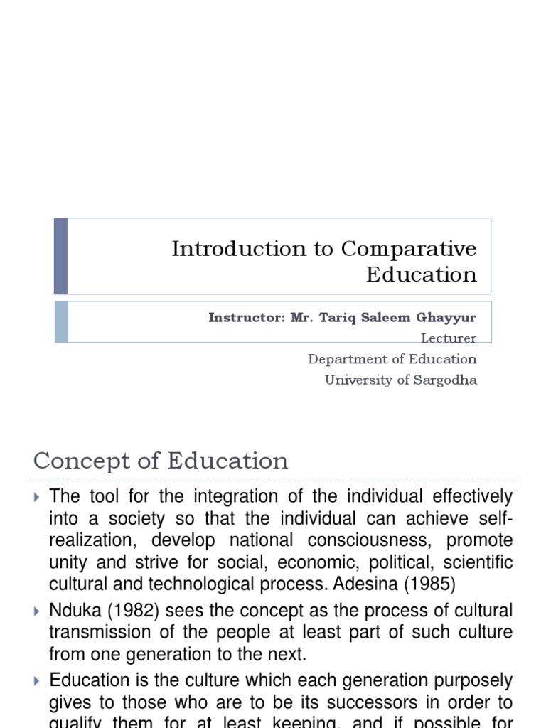 Introduction to Comparative Education | PDF | Concept | Society