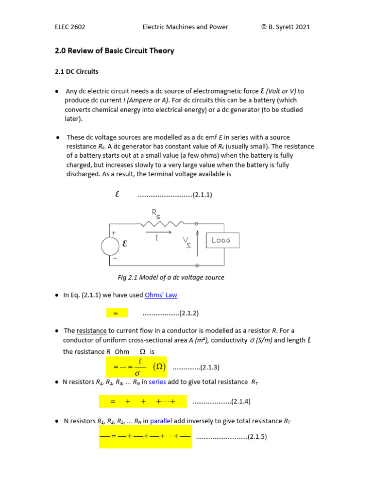 Section 2 Review of Basic Circuit Theory | PDF | Inductor | Electrical ...