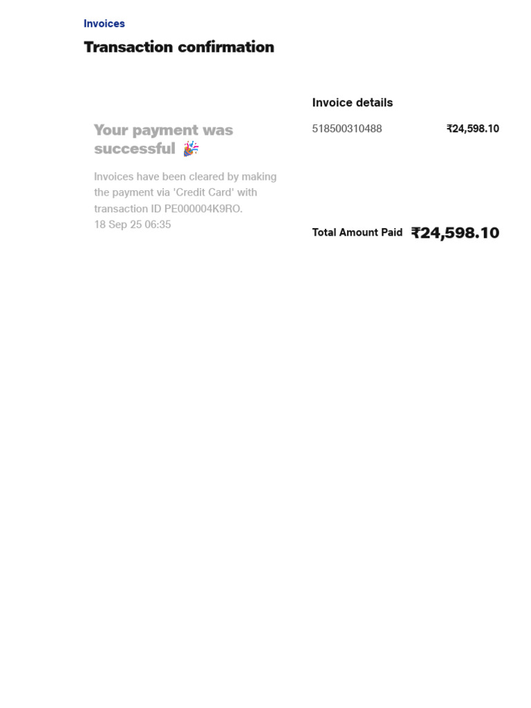 Successful Invoice Payment Confirmation | PDF