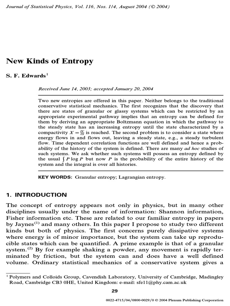 New Entropy Concepts in Physics | PDF | Entropy | Temperature