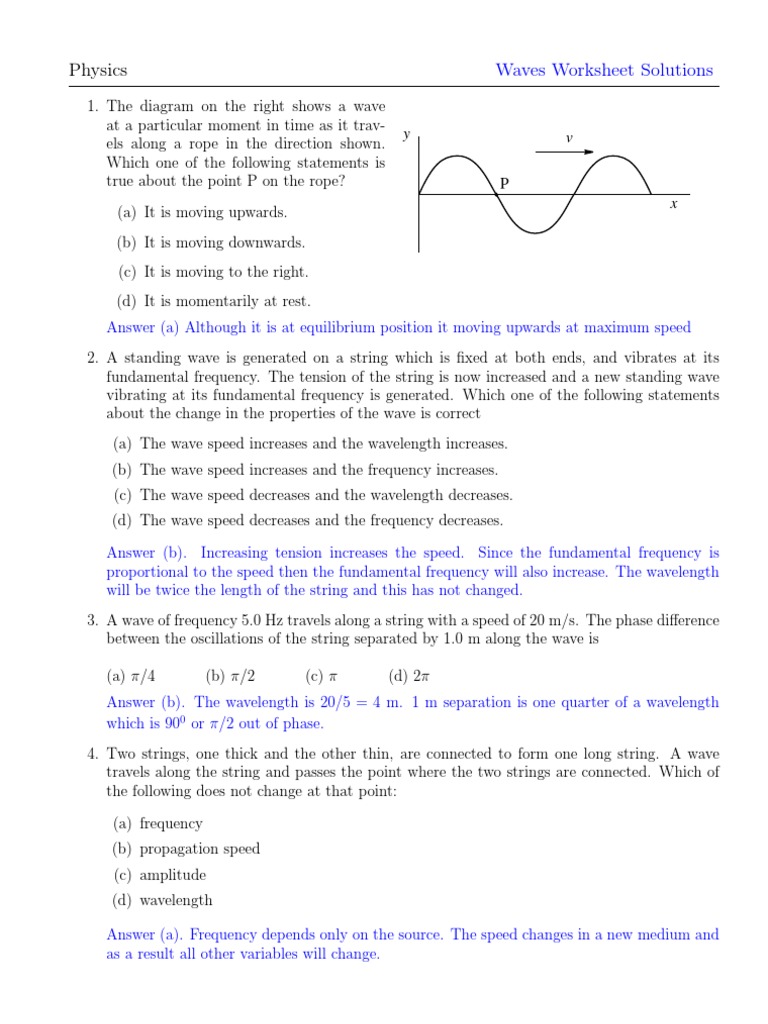 Week Waves Worksheet | Wavelength | Waves