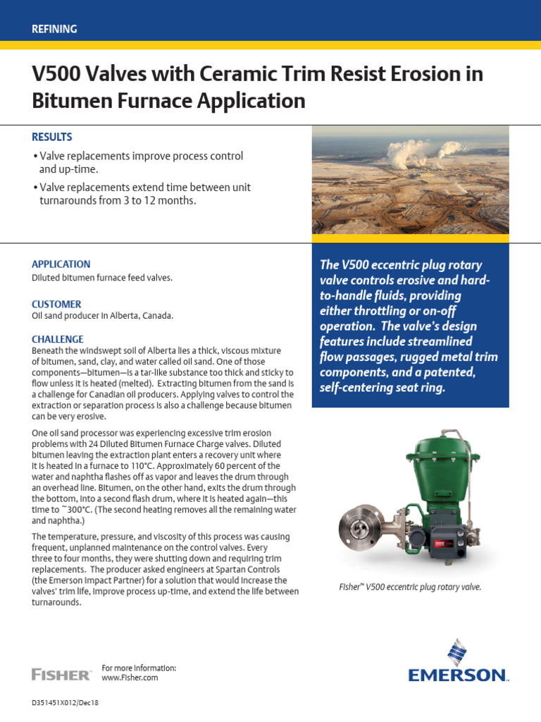 Case Study v500 Valves Ceramic Trim Resist Erosion in Bitumen Furnace ...