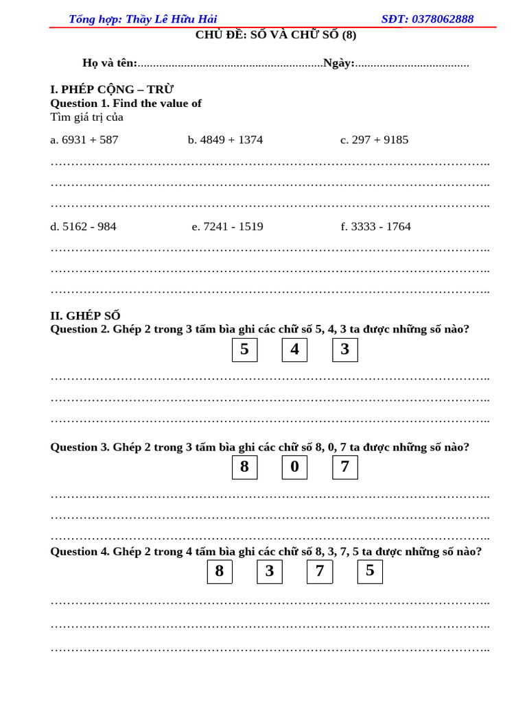 Bai Giang So Va Chu So - 8 | PDF