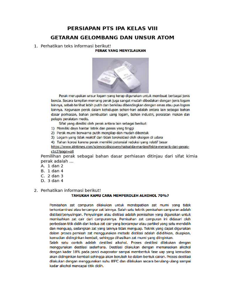 Persiapan Pts Ipa Kelas Viii | PDF