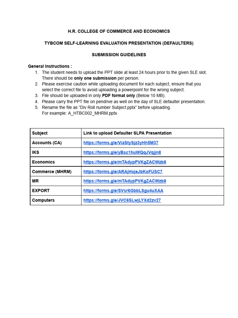 Tybcom Slpa PPT Defaulters (Students) | PDF