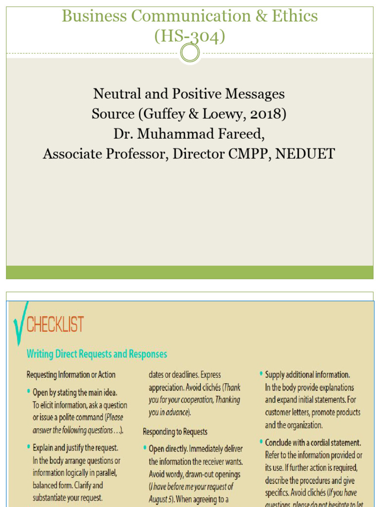 Neutral and Positive Business Messages | PDF