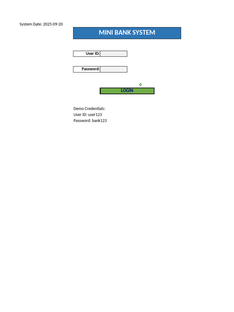 Mini Bank System | PDF | Menu (Computing) | Microsoft Excel