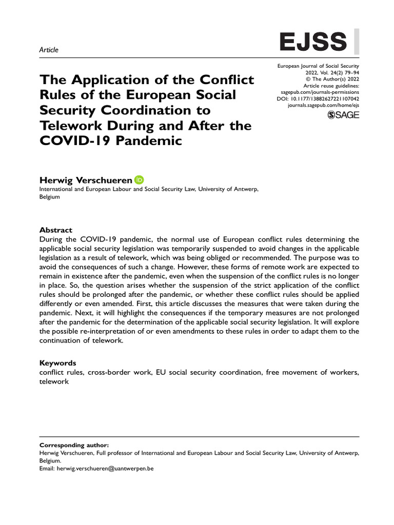 EU Social Security and Telework Post-COVID | PDF | Employment ...